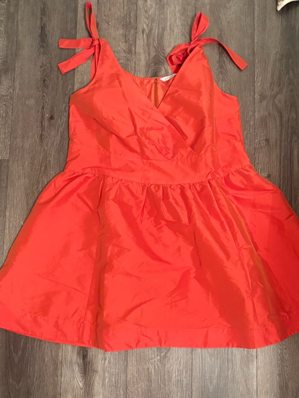 Orange taffeta surplice top party dress